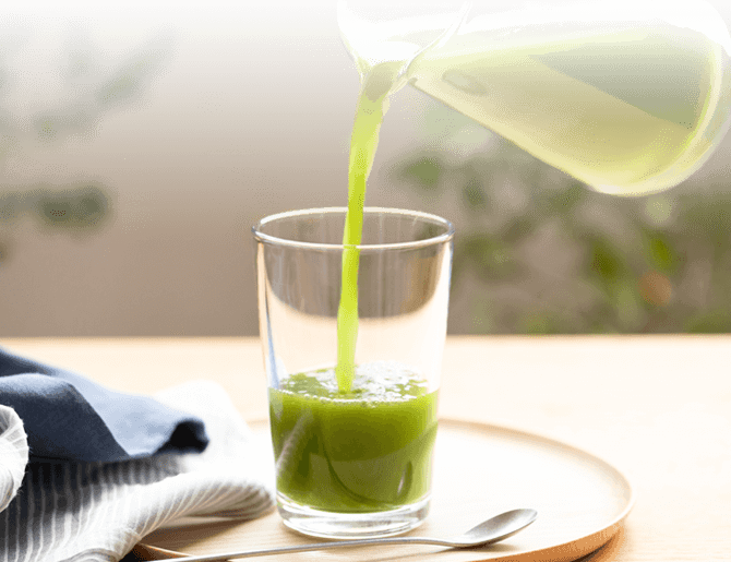すっきり飲みやすい有機栽培緑茶末配合